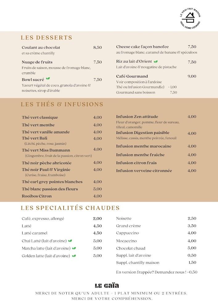 Gaïa Dax Restaurant Traiteur - Menu Image 1